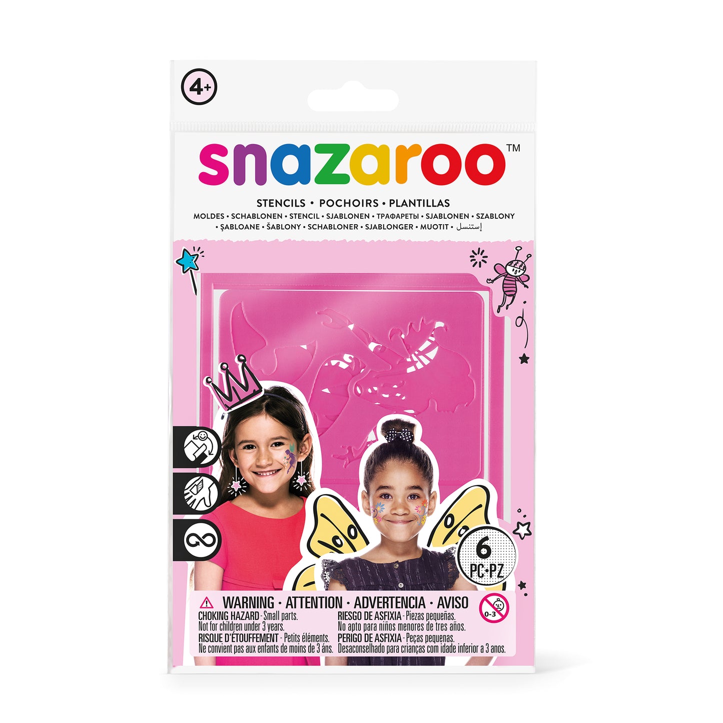 Snazaroo Face Painting Stencils - Girls 6 pcs