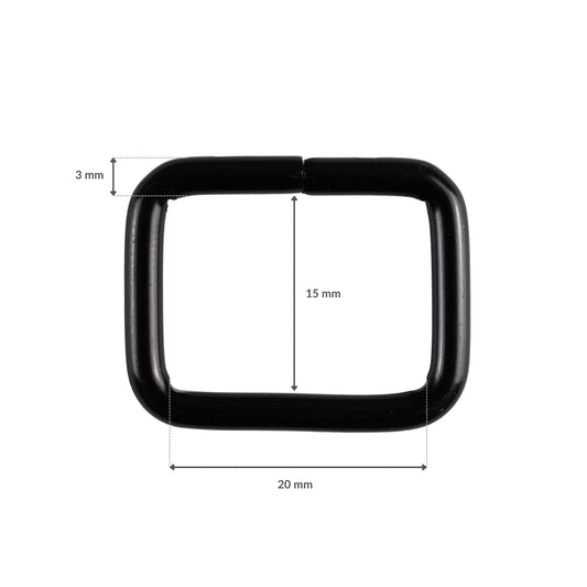 Ramka metalowa - 20/15/3 mm czarny mat 1 szt.