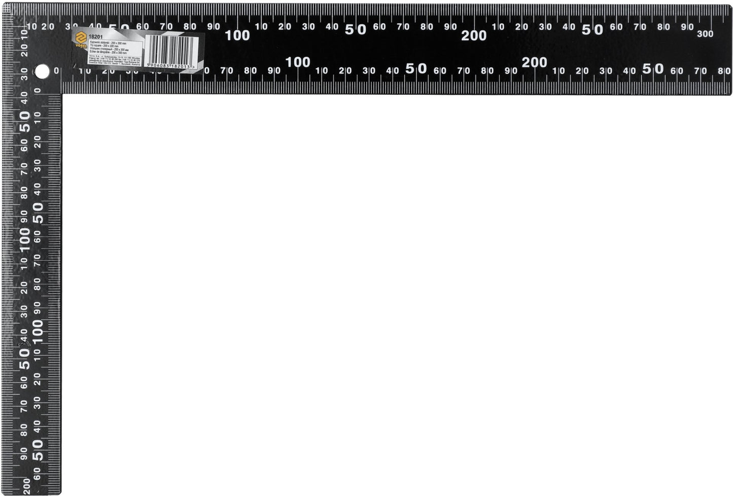 Vorel metal try square - black 300x200 mm