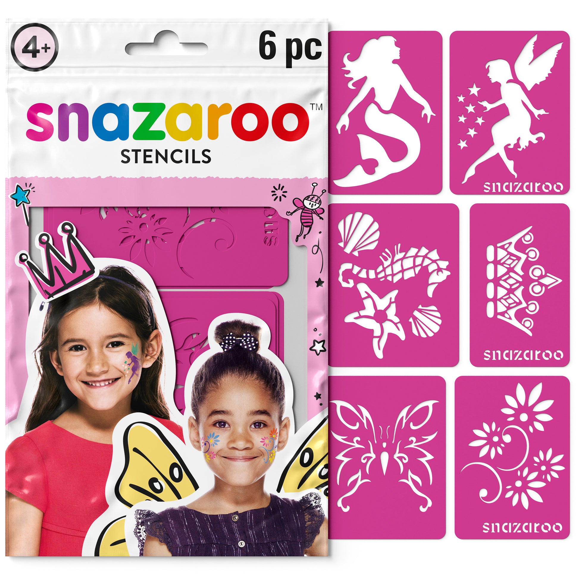 Snazaroo Face Painting Stencils - Girls 6 pcs