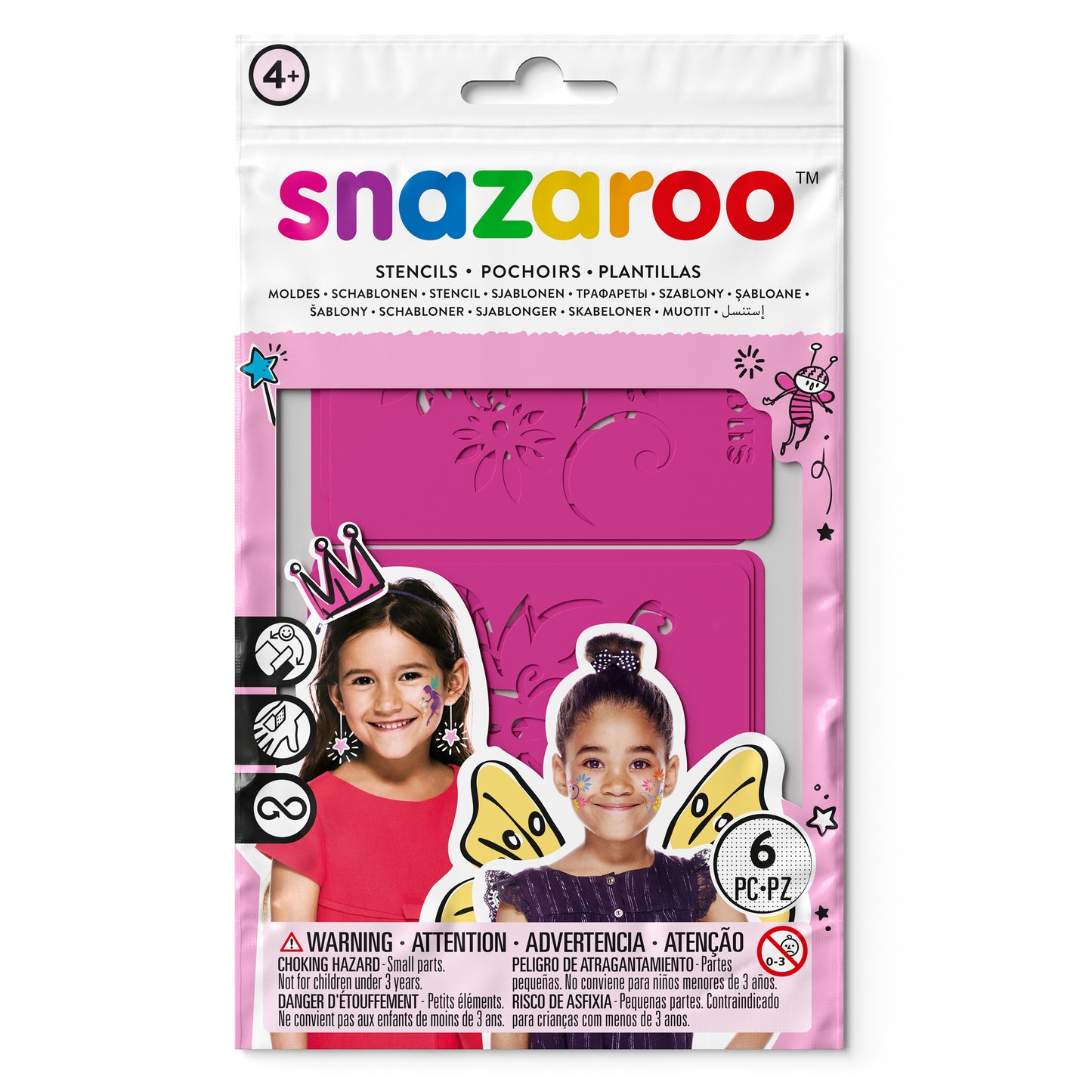 Snazaroo Face Painting Stencils - Girls 6 pcs