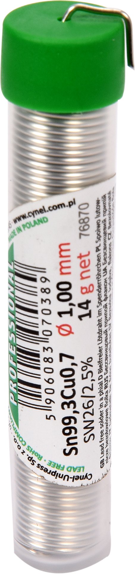 Cynel Unipress lead-free solder - vial 1mm 14g