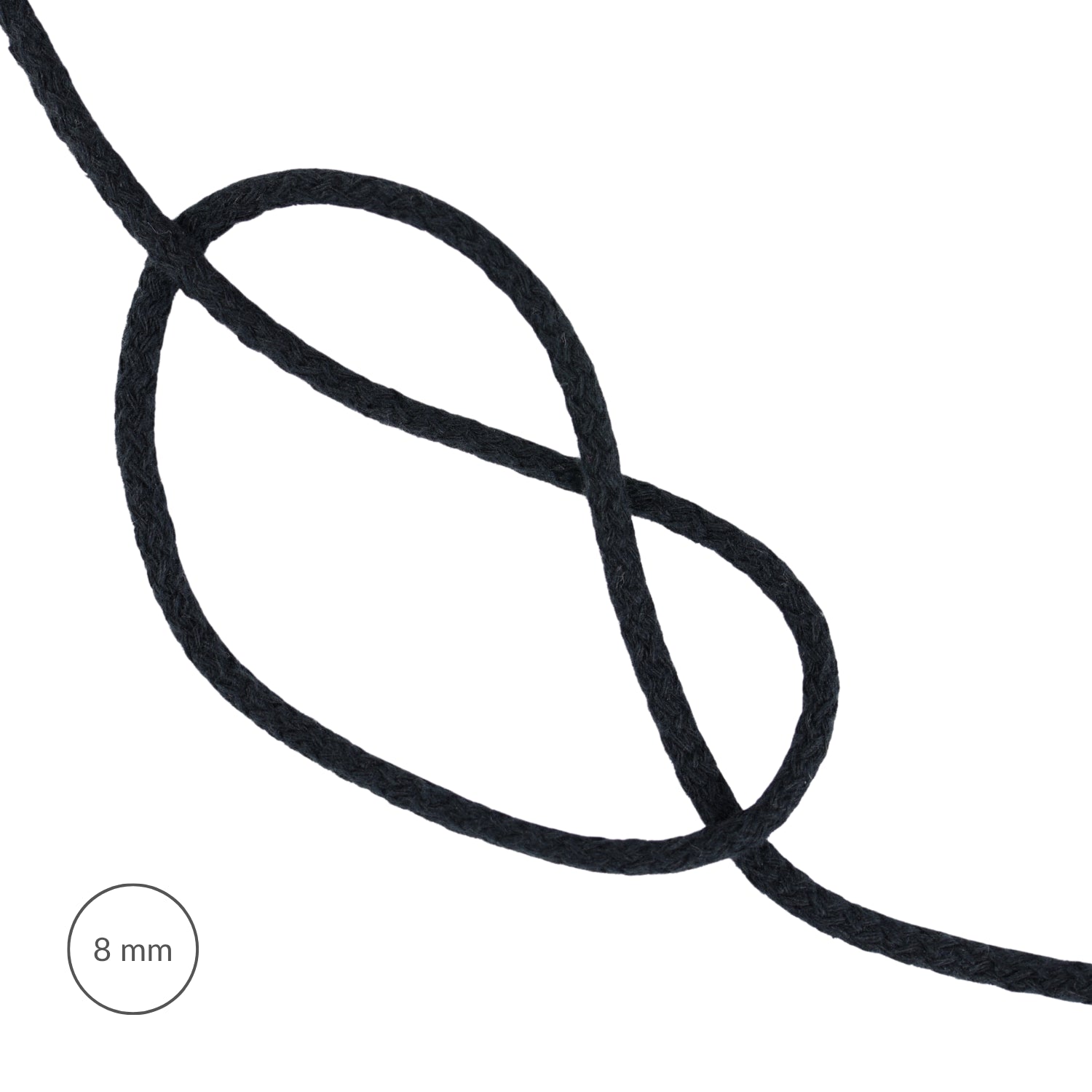 Cotton Cord - 8 mm/1 m black