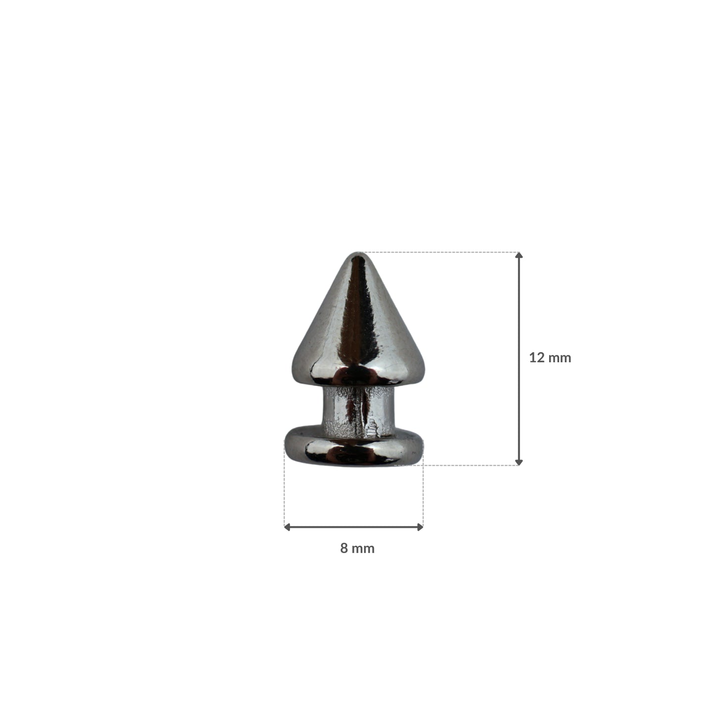Metal cone studs - 8/12 mm nickel 1 pc.