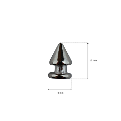 Metal cone studs - 8/12 mm nickel 1 pc.