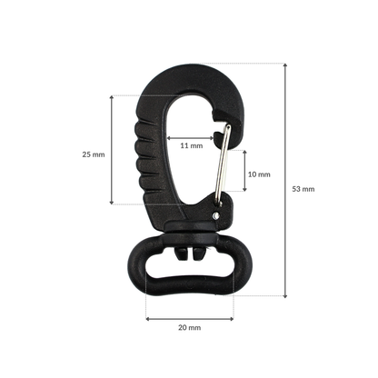 Plastic swivel snap hook - 20 mm black 1 pc.