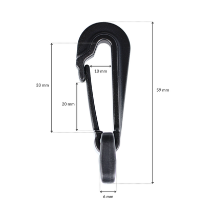Plastic snap hook - 25 mm black 1 pc.