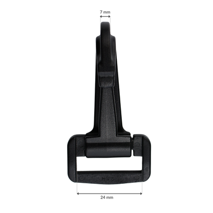 Plastic snap hook - 25 mm black 1 pc.