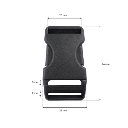 Plastic buckle - 20x46 mm black 1 pc.