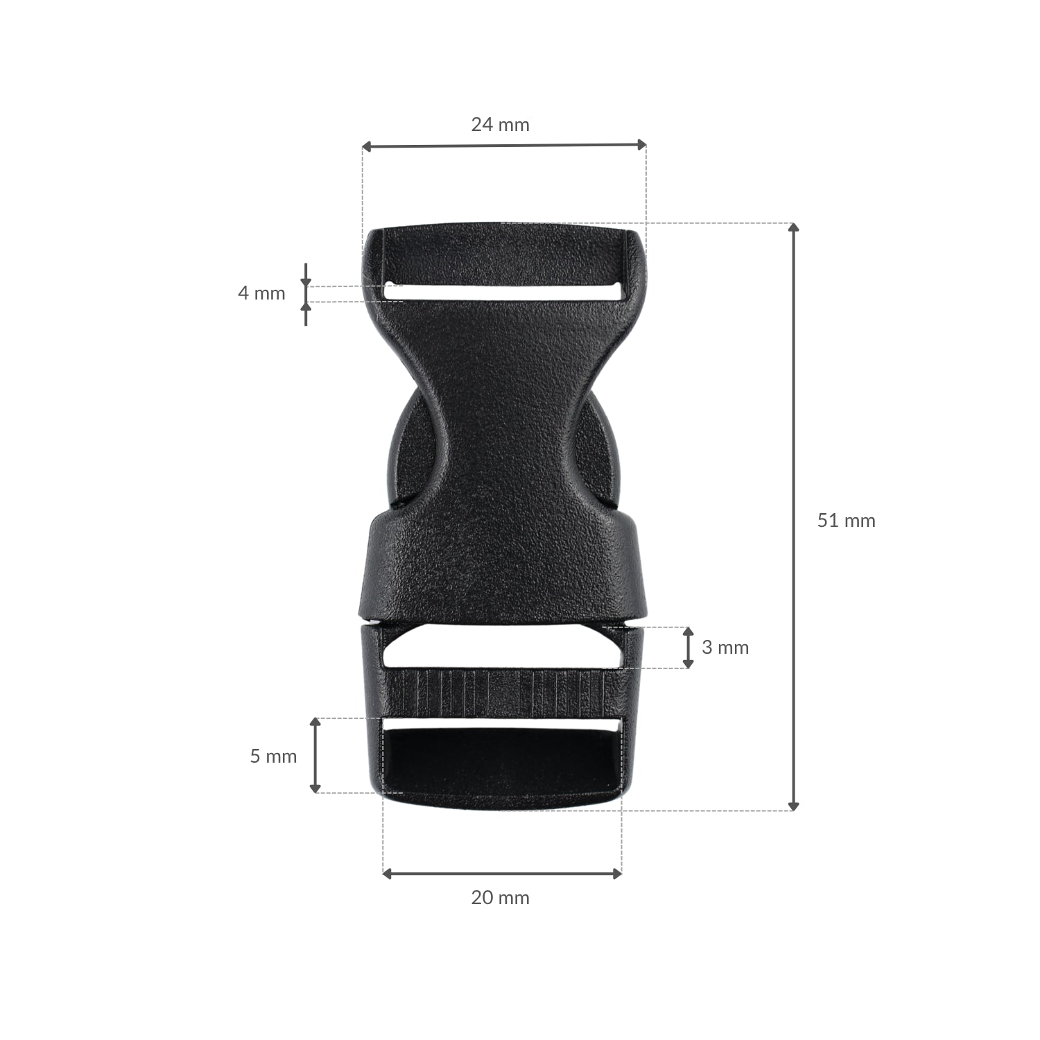 Plastic buckle - 20x51 mm black 1 pc.