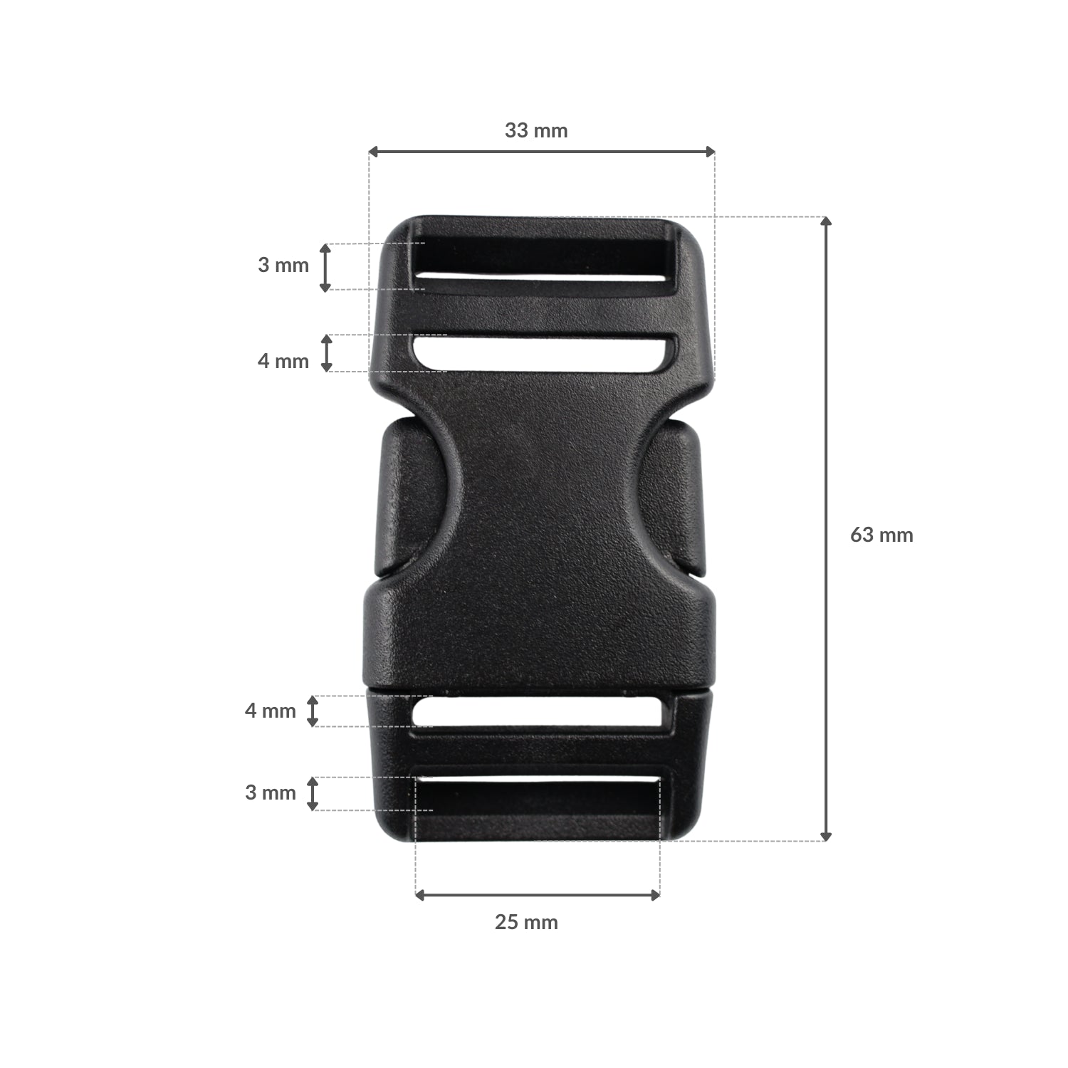 Plastic buckle - 25 mm black 1 pc.