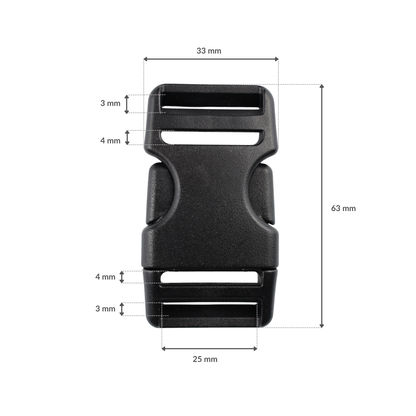 Plastic buckle - 25 mm black 1 pc.