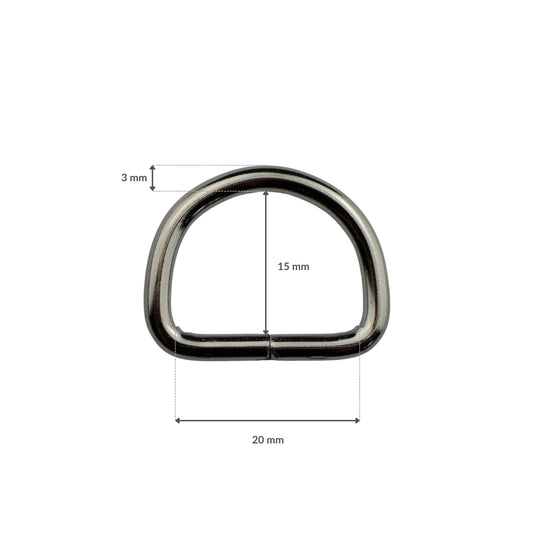 Półkole metalowe - 20/15/3 mm nikiel 1 szt.