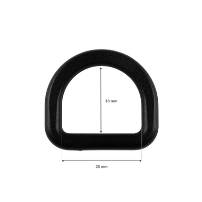 Plastic D-ring - 20/18 mm black 1 pc.