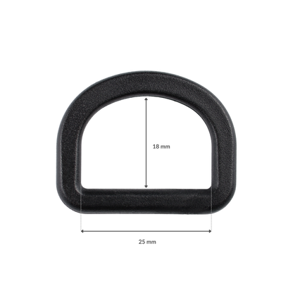 Plastic D-ring - 25/18 mm black 1 pc.