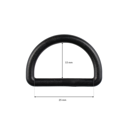 Plastic D-ring - 25/15 mm black 1 pc.