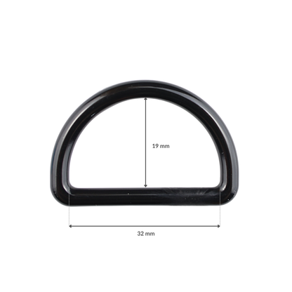 Plastic D-ring - 30/19 mm black 1 pc.