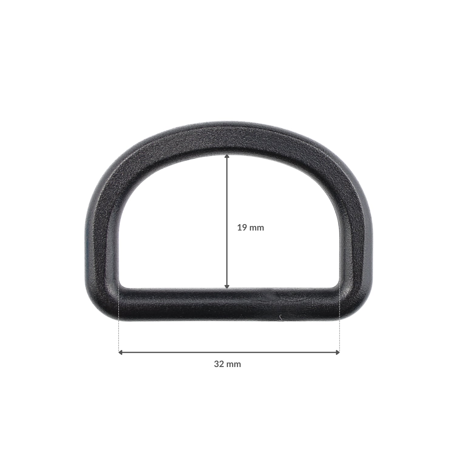 Plastic D-ring - 32/19 mm black 1 pc.