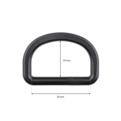 Plastic D-ring - 32/19 mm black 1 pc.