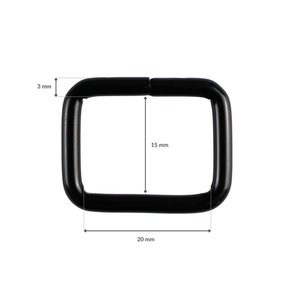 Metal frame - 20/15/3 mm matte black 1 pc.