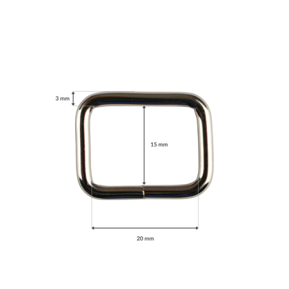Metal frame - 20/15/3 mm nickel 1 pc.