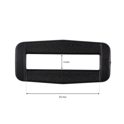 Plastic slider buckle - 25/6 mm (a) black 1 pc.