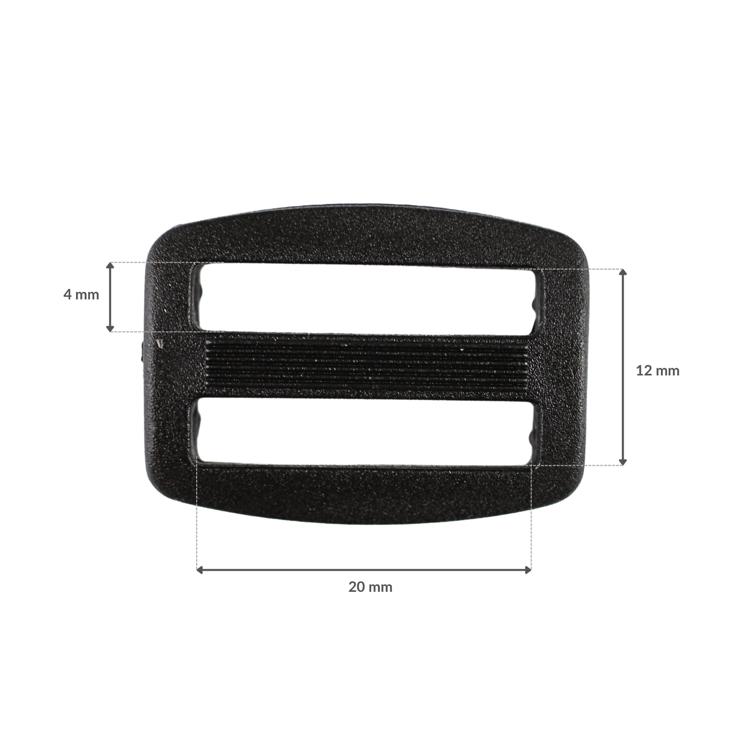 Plastic adjuster - 20/12 mm black 1 pc.
