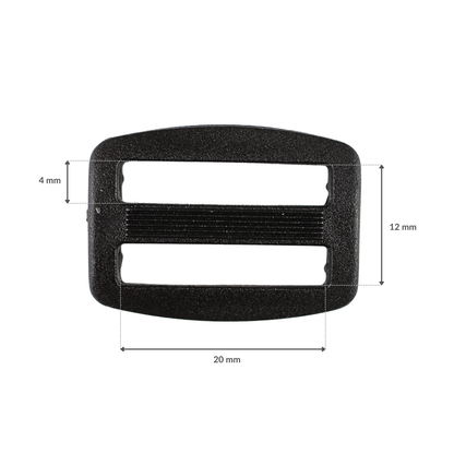 Plastic adjuster - 20/12 mm black 1 pc.