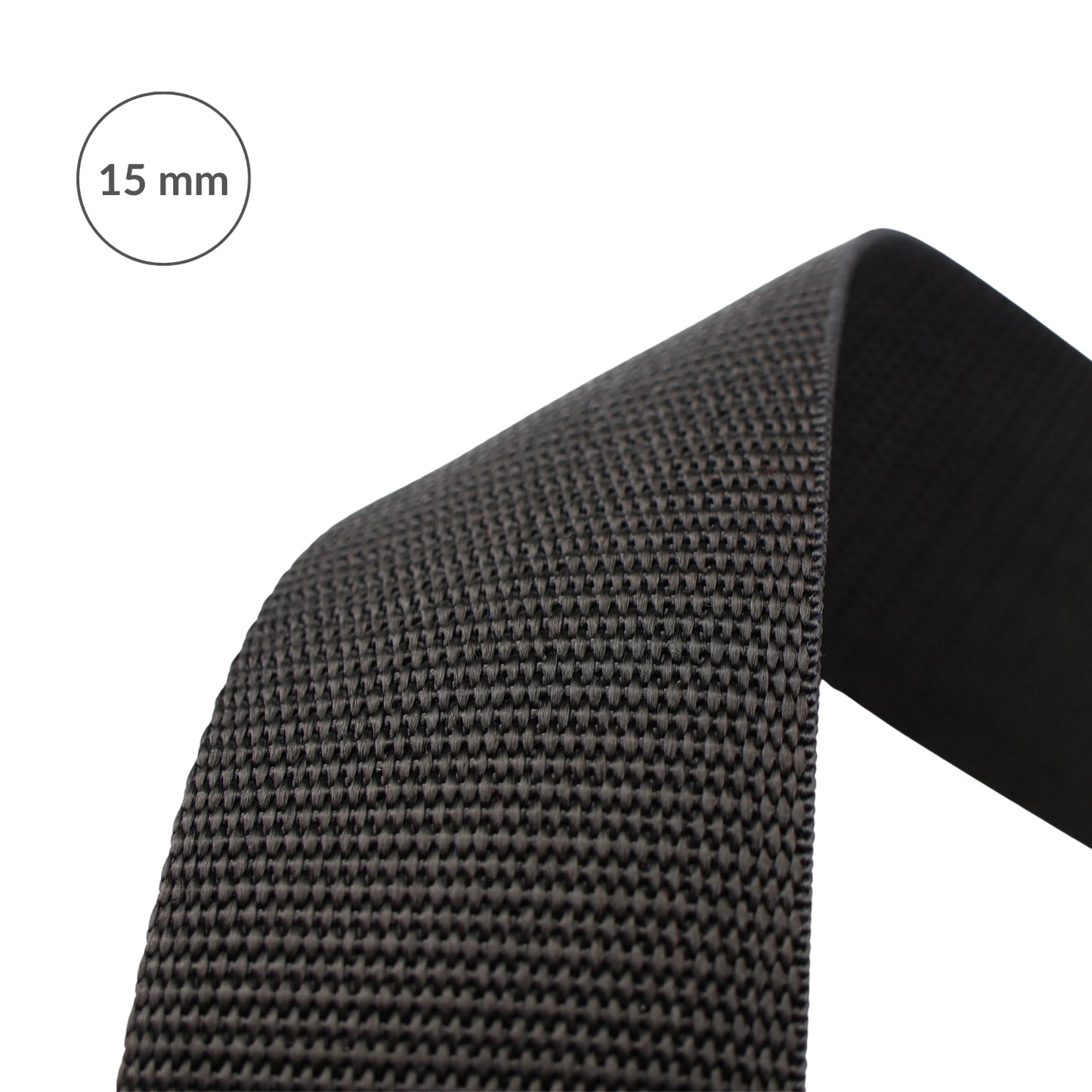 Webbing strap - polypropylene 15 mm/1 m black