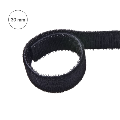 Hook and loop tape - double-sided 30 mm/1 m nylon black
