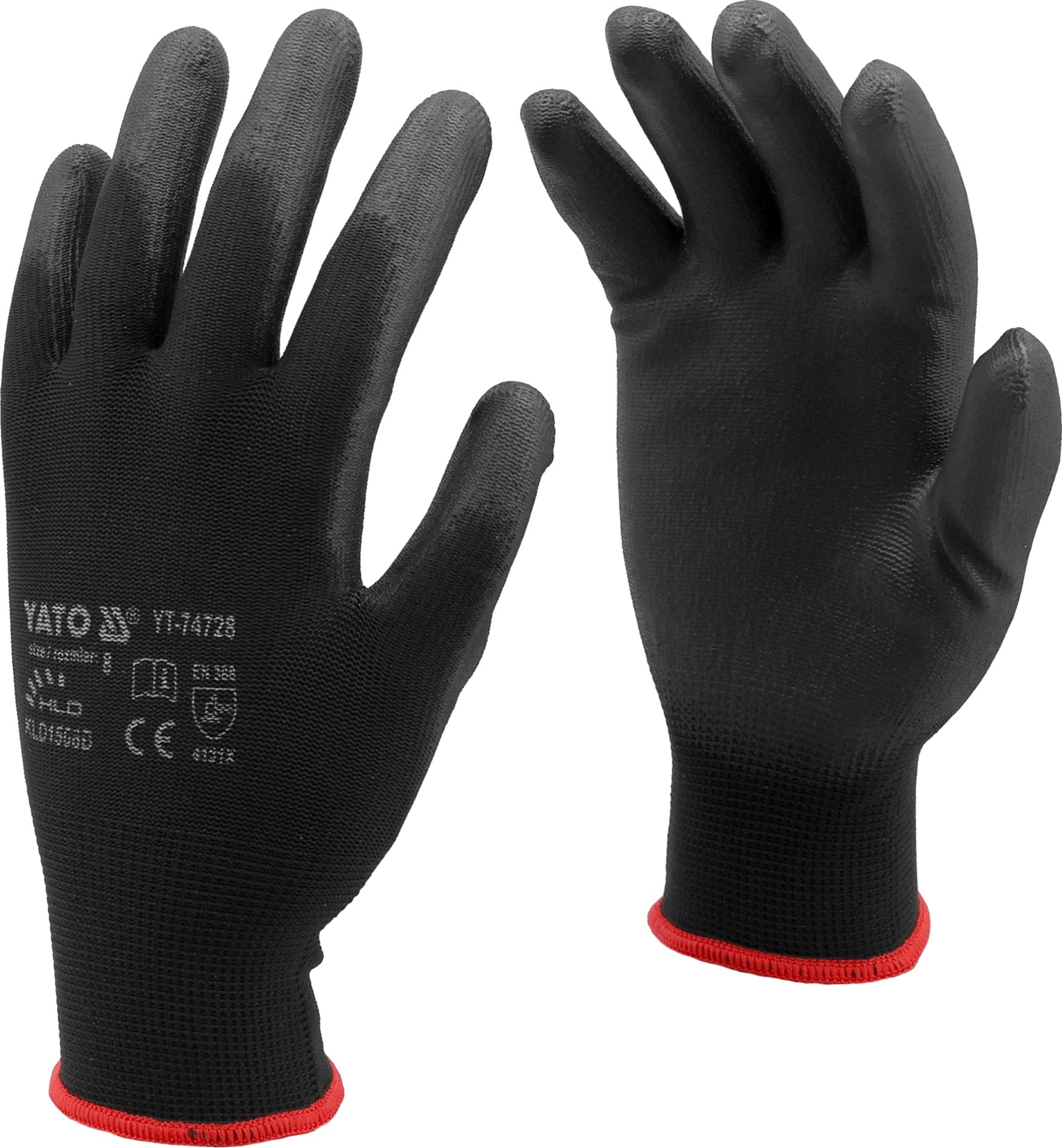 Yato Nylon/PU work gloves - black, size 8