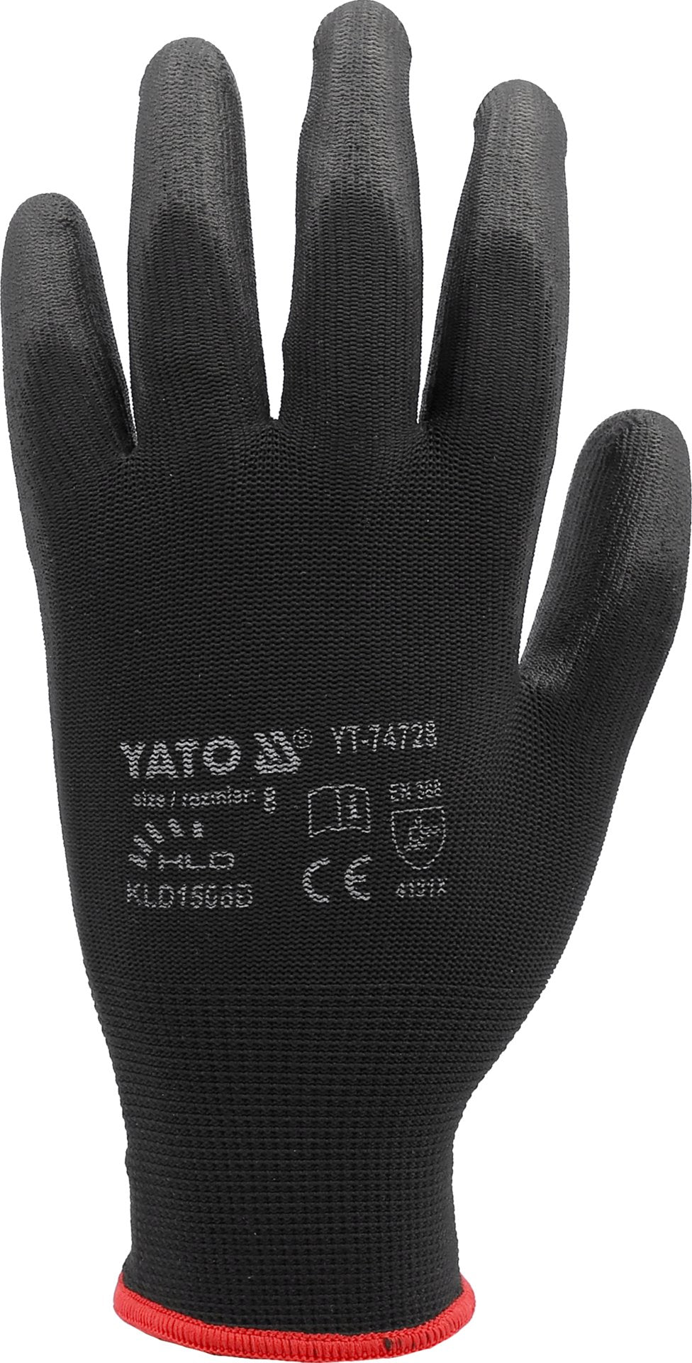 Yato Nylon/PU work gloves - black, size 8