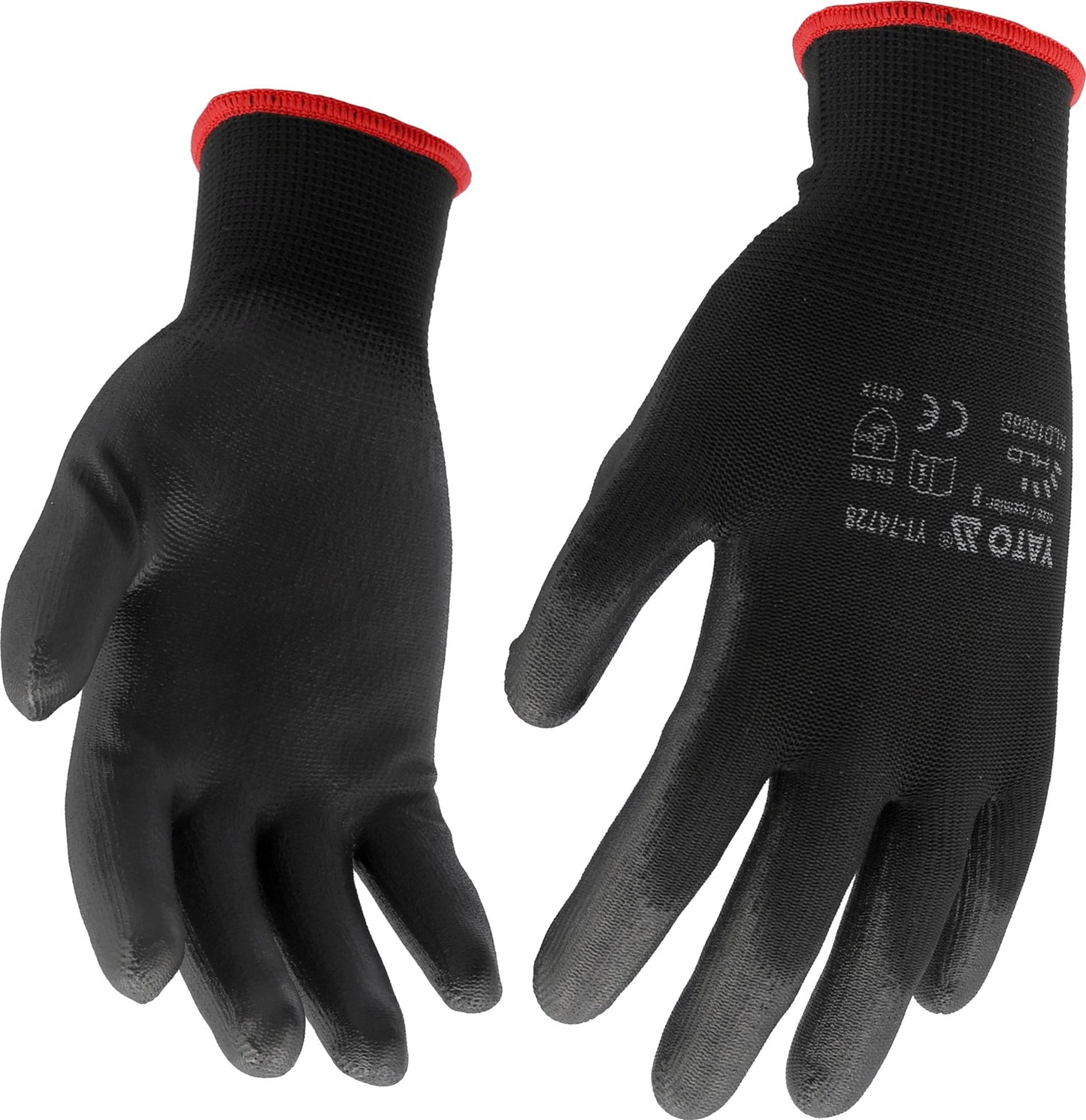 Yato Nylon/PU work gloves - black, size 8