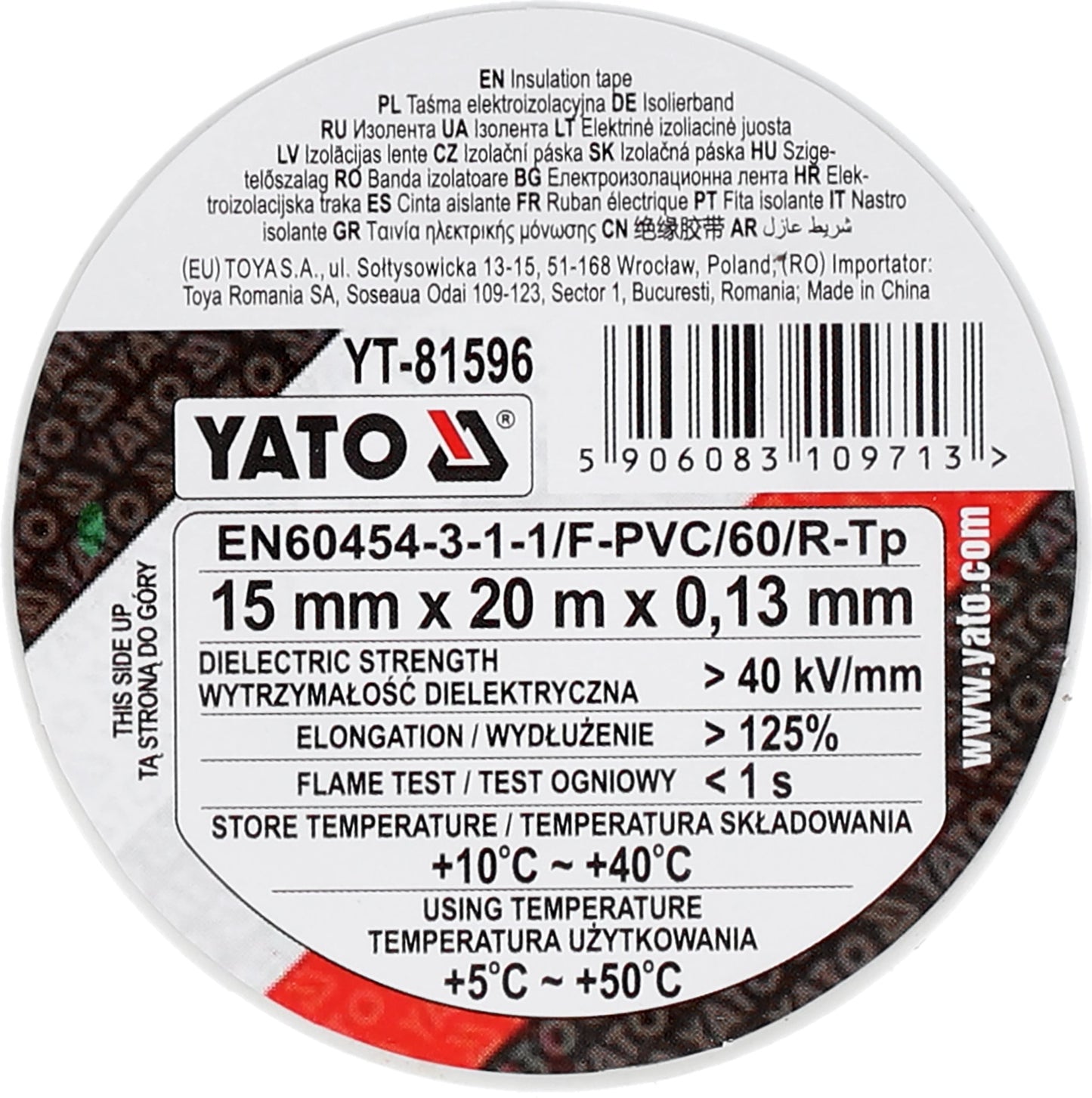 Yato electrical tape - 15 mm x 20 m white