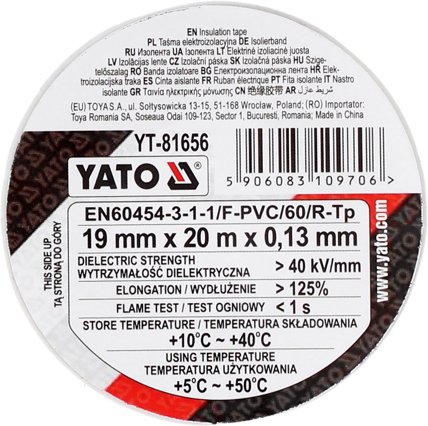 Yato electrical insulation tape - 19 mm x 20 m white