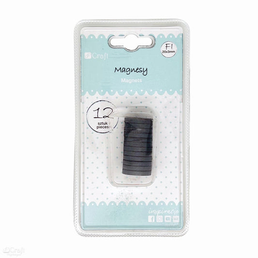 Magnesy DpCraft - Średnica 20 mm x 3 mm, 12 szt.