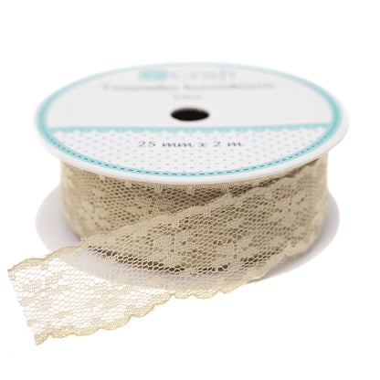 DpCraft Lace Ribbon - 2.5 cm x 2m beige