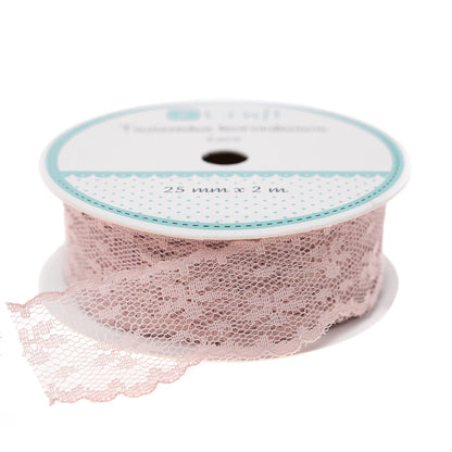 DpCraft Lace Ribbon - 2.5 cm x 2 m Powder Pink